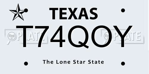 T74QOY Texas License Plate