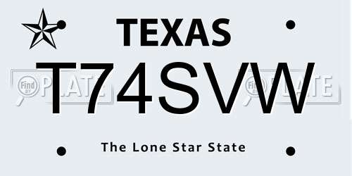 T74SVW Texas License Plate