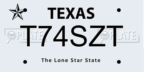 T74SZT Texas License Plate