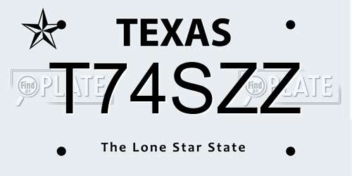 T74SZZ Texas License Plate