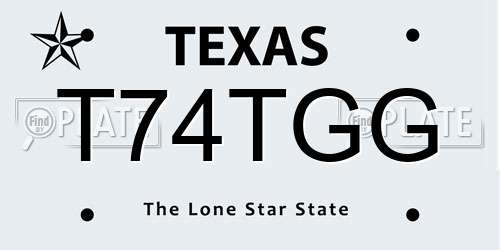 T74TGG Texas License Plate