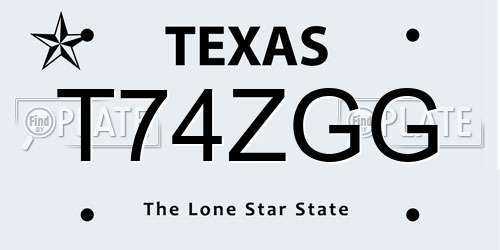 T74ZGG Texas License Plate