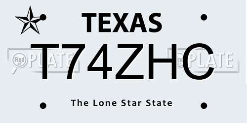 T74ZHC Texas License Plate