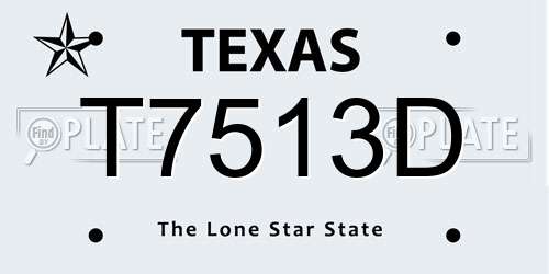 T7513D Texas License Plate