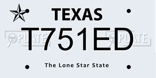 T751ED Texas License Plate