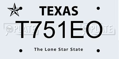 T751EO Texas License Plate