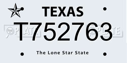 T752763 Texas License Plate
