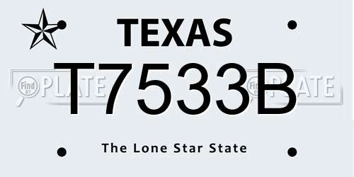 T7533B Texas License Plate