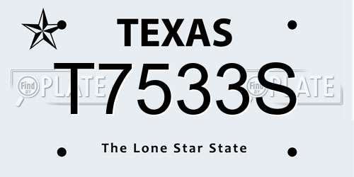 T7533S Texas License Plate
