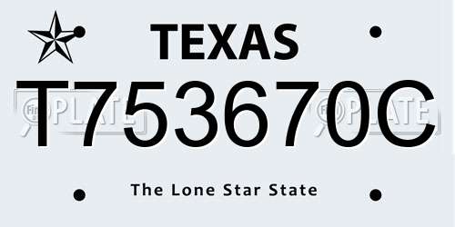 T753670C Texas License Plate