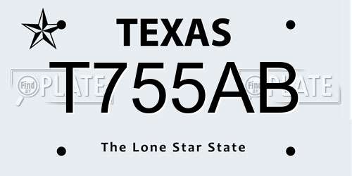 T755AB Texas License Plate