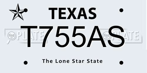 T755AS Texas License Plate