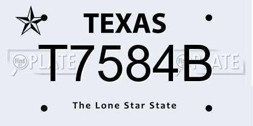 T7584B Texas License Plate