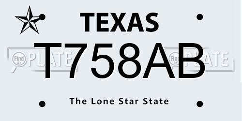 T758AB Texas License Plate