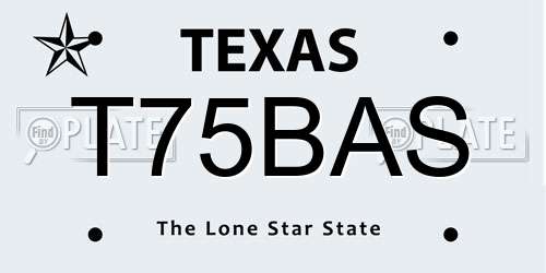 T75BAS Texas License Plate