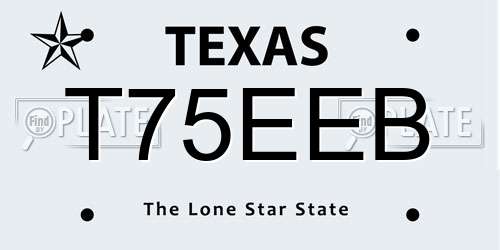 T75EEB Texas License Plate