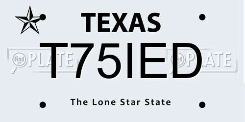 T75IED Texas License Plate