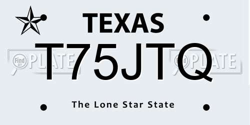T75JTQ Texas License Plate