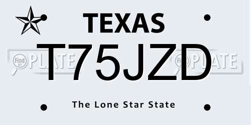 T75JZD Texas License Plate
