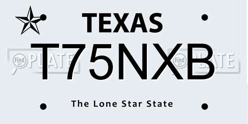 T75NXB Texas License Plate