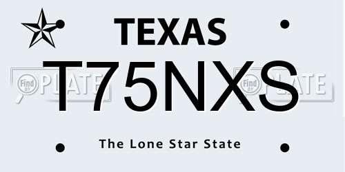 T75NXS Texas License Plate