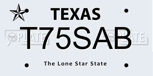 T75SAB Texas License Plate