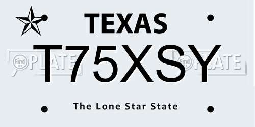 T75XSY Texas License Plate