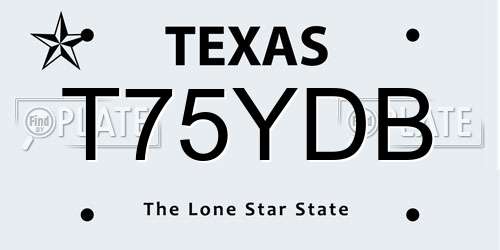 T75YDB Texas License Plate