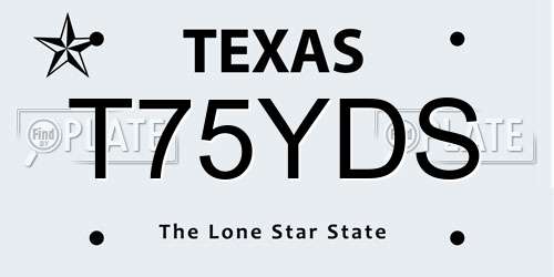 T75YDS Texas License Plate