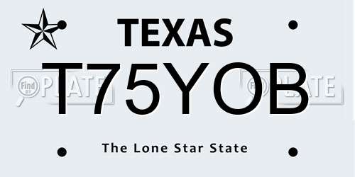T75YOB Texas License Plate