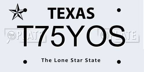T75YOS Texas License Plate