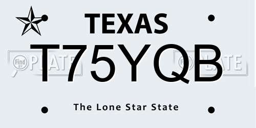 T75YQB Texas License Plate