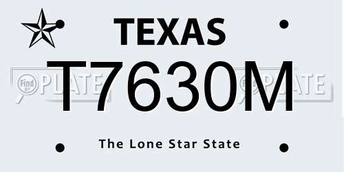 T7630M Texas License Plate