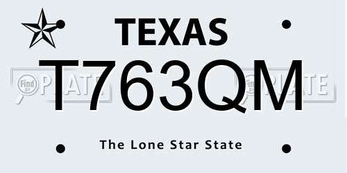 T763QM Texas License Plate