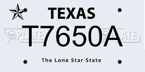 T7650A Texas License Plate