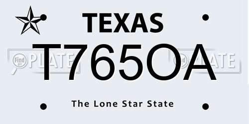 T765OA Texas License Plate