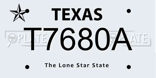T7680A Texas License Plate