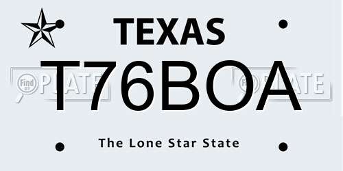 T76BOA Texas License Plate