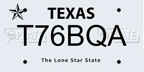 T76BQA Texas License Plate