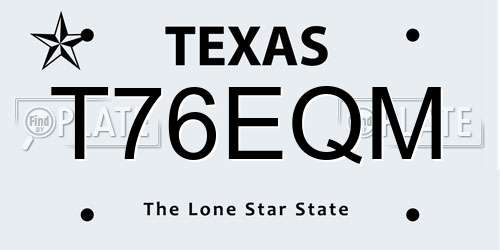 T76EQM Texas License Plate
