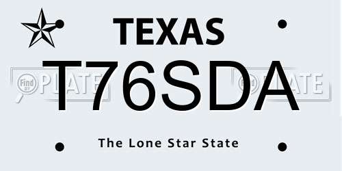 T76SDA Texas License Plate