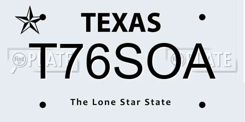 T76SOA Texas License Plate