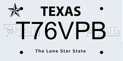 T76VPB Texas License Plate