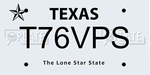 T76VPS Texas License Plate