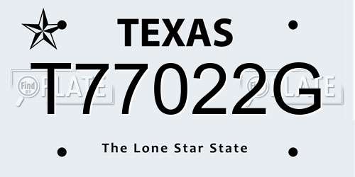 T77022G Texas License Plate