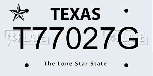 T77027G Texas License Plate