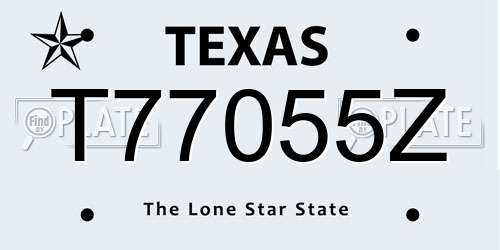 T77055Z Texas License Plate