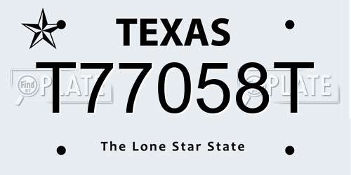 T77058T Texas License Plate