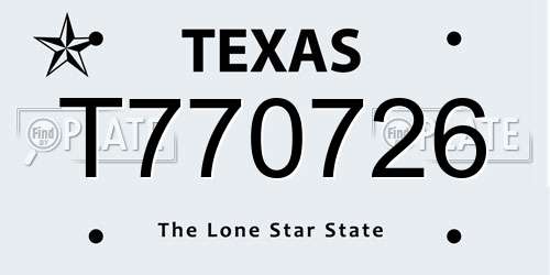 T770726 Texas License Plate