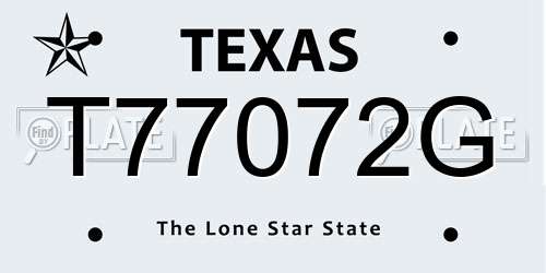 T77072G Texas License Plate